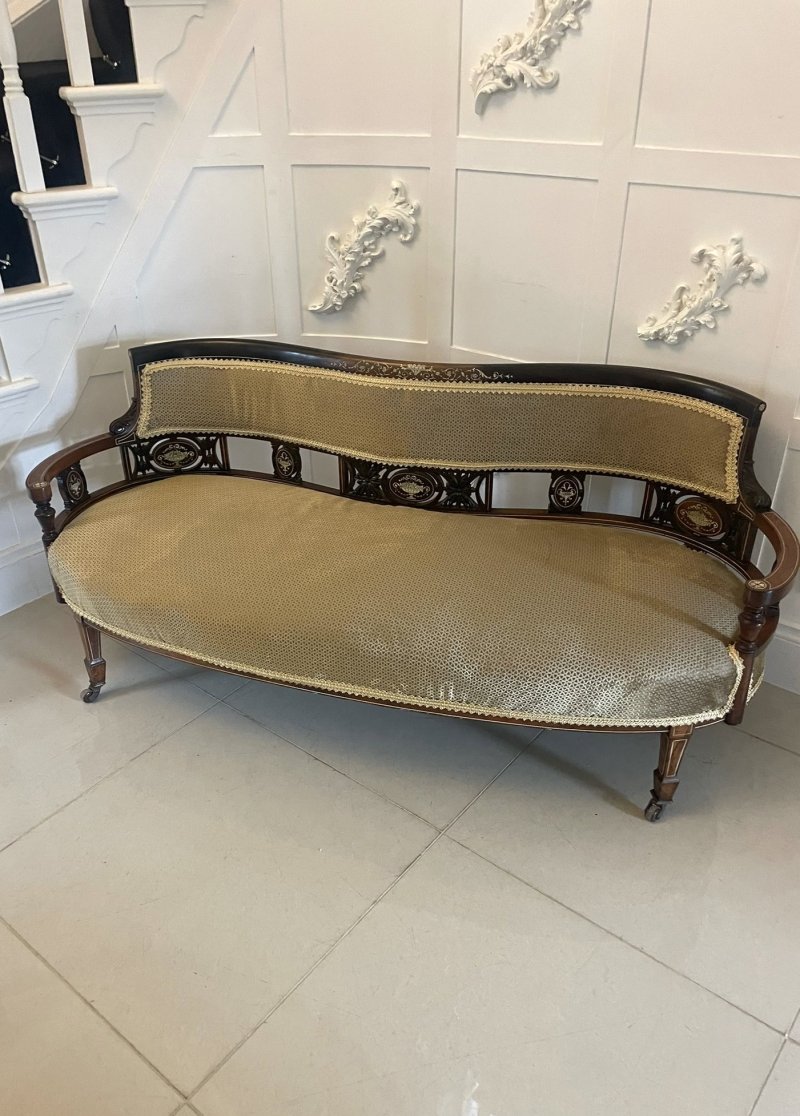 Superb Quality Antique Victorian Rosewood Inlaid Settee